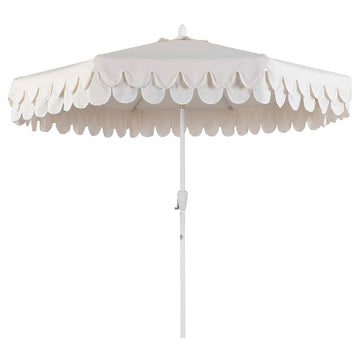 Tracy 9 ft. Classic MidCentury Scalloped Fringe Market Patio Umbrella